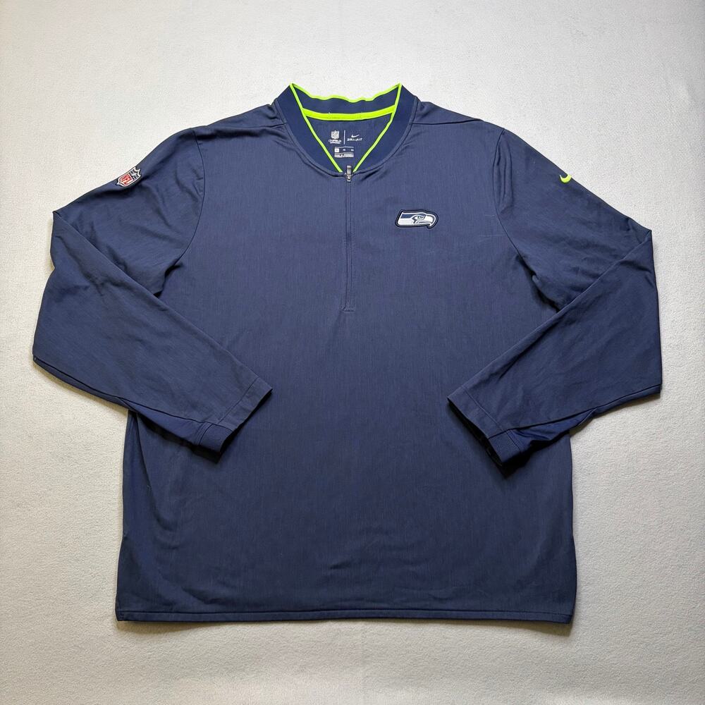 Nike Dri-FIT Seattle Seahawks 1/4 Zip Pullover Men XL Navy NFL On Field Apparel